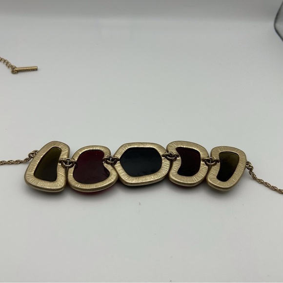 Kenneth Cole Reaction Multicolor Jeweled Necklace Gold Tone - Picture 6 of 10